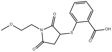 2-{[1-(2-methoxyethyl)-2,5-dioxopyrrolidin-3-yl]sulfanyl}benzoic acid|