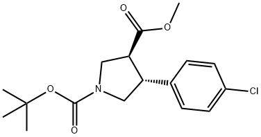 (3S,4R)-4-(4-chlorophenyl)-1,3-pyrrolidinedicarboxylic acid 1-(1,1-dimethylethyl)3-methyl ester Struktur