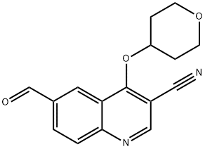 6-Formyl-4-((tetrahydro-2H-pyran-4-yl)oxy)quinoline-3-carbonitrile 结构式
