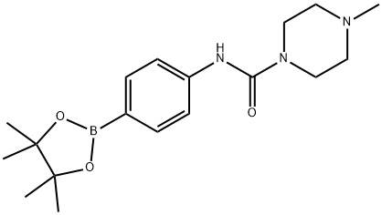4-甲基-N-(4-(4,4,5,5-四甲基-1,3,2-二氧硼杂环戊烷-2-基)苯基)哌嗪-1-甲酰胺,879486-90-5,结构式