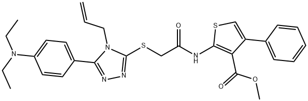 methyl 2-(2-((4-allyl-5-(4-(diethylamino)phenyl)-4H-1,2,4-triazol-3-yl)thio)acetamido)-4-phenylthiophene-3-carboxylate,880059-22-3,结构式