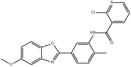 2-chloro-N-[5-(5-methoxy-1,3-benzoxazol-2-yl)-2-methylphenyl]pyridine-3-carboxamide,892710-13-3,结构式