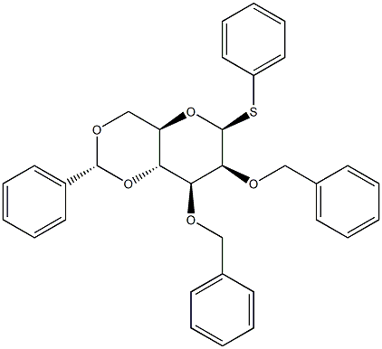 苯基 2,3-二-O-(苯基甲基)-4,6-O-[(R)-苯基亚甲基]-1-硫代-BETA-D-吡喃甘露糖苷 结构式