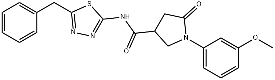 N-(5-benzyl-1,3,4-thiadiazol-2-yl)-1-(3-methoxyphenyl)-5-oxopyrrolidine-3-carboxamide Struktur
