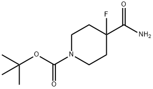 tert-Butyl 4-carbamoyl-4-fluoropiperidine-1-carboxylate Struktur