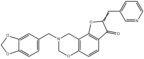 (2Z)-8-(1,3-benzodioxol-5-ylmethyl)-2-(pyridin-3-ylmethylidene)-8,9-dihydro-7H-furo[2,3-f][1,3]benzoxazin-3(2H)-one,929970-54-7,结构式