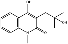 4-Hydroxy-3-(2-hydroxy-2-methylpropyl)-1-methylquinolin-2(1H)-one 化学構造式