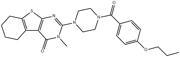 3-methyl-2-{4-[(4-propoxyphenyl)carbonyl]piperazin-1-yl}-5,6,7,8-tetrahydro[1]benzothieno[2,3-d]pyrimidin-4(3H)-one Structure