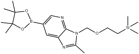 2-methyl-6-(4,4,5,5-tetramethyl-1,3,2-dioxaborolan-2-yl)-3-((2-(trimethylsilyl)ethoxy)methyl)-3H-imidazo[4,5-b]pyridine Struktur