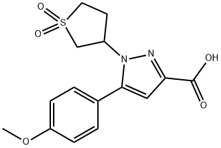 1-(1,1-dioxidotetrahydrothiophen-3-yl)-5-(4-methoxyphenyl)-1H-pyrazole-3-carboxylic acid Struktur