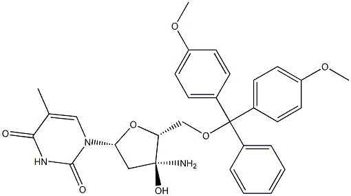 5'-O-(4,4'-Dimethoxytrityl)-3'-amino-thymidine Structure