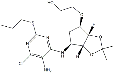 2-(((3aS,4R,6S,6aR)-6-((5-amino-6-chloro-2-(propylthio)pyrimidin-4-yl)amino)-2,2-dimethyltetrahydro-4H-cyclopenta[d][1,3]dioxol-4-yl)oxy)ethan-1-ol