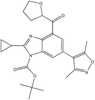 tert-butyl 2-cyclopropyl-6-(3,5-dimethylisoxazol-4-yl)-4-(tetrahydrofuran-2-carbonyl)-1H-benzo[d]imidazole-1-carboxylate|
