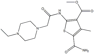 methyl 5-carbamoyl-2-(2-(4-ethylpiperazin-1-yl)acetamido)-4-methylthiophene-3-carboxylate Structure