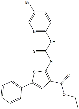 ethyl 2-(3-(5-bromopyridin-2-yl)thioureido)-5-phenylthiophene-3-carboxylate,,结构式