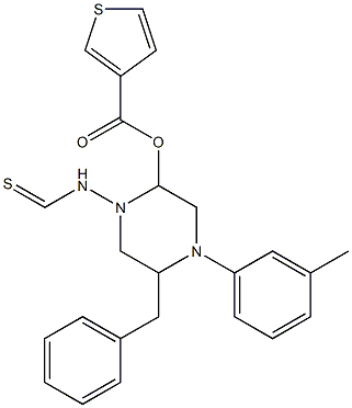 methyl 5-benzyl-2-(4-(3-hydroxyphenyl)piperazine-1-carbothioamido)thiophene-3-carboxylate,,结构式