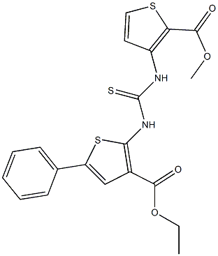 methyl 3-(3-(3-(ethoxycarbonyl)-5-phenylthiophen-2-yl)thioureido)thiophene-2-carboxylate Structure