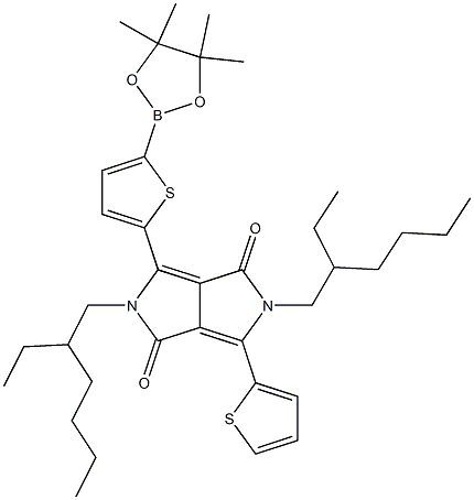 2,5-Bis(2-ethylhexyl)-3-(5-(4,4,5,5-tetramethyl-1,3,2-dioxaborolan-2-yl)thiophen-2-yl)-6-(thiophen-2-yl)pyrrolo[3,4-c]pyrrole-1,4(2H,5H)-dione Structure