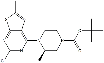 (R)-tert-butyl 4-(2-chloro-6-methylthieno[2,3-d]pyrimidin-4-yl)-3-methylpiperazine-1-carboxylate Structure