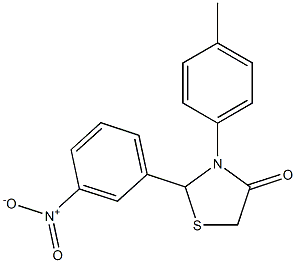 2-(3-nitrophenyl)-3-p-tolylthiazolidin-4-one Structure