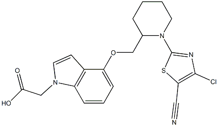2-(4-((1-(4-chloro-5-cyanothiazol-2-yl)piperidin-2-yl)methoxy)-1H-indol-1-yl)acetic acid 结构式