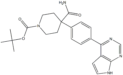 tert-butyl 4-(4-(7H-pyrrolo[2,3-d]pyrimidin-4-yl)phenyl)-4-carbamoylpiperidine-1-carboxylate Structure
