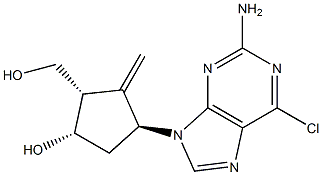 (1S,2S,4S)-4-(2-amino-6-chloro-9H-purin-9-yl)-2-(hydroxymethyl)-3-methylenecyclopentan-1-ol Structure
