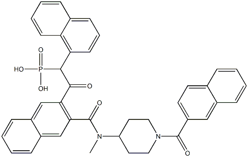 2-(3-((1-(2-naphthoyl)piperidin-4-yl)(methyl)carbamoyl)naphthalen-2-yl)-1-(naphthalen-1-yl)-2-oxoethylphosphonic acid Struktur