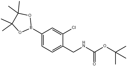 2-氯-4-(4,4,5,5-四甲基-1,3,2-二氧硼烷-2-基)苄基氨基甲酸叔丁酯, 1002309-89-8, 结构式
