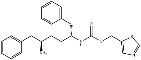 thiazol-5-ylmethyl ((2R,5R)-5-amino-1,6-diphenylhexan-2-yl)carbamate Struktur