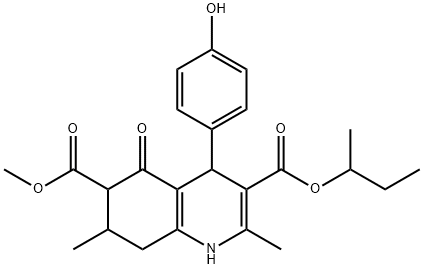3-sec-butyl 6-methyl 4-(4-hydroxyphenyl)-2,7-dimethyl-5-oxo-1,4,5,6,7,8-hexahydroquinoline-3,6-dicarboxylate Struktur