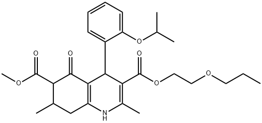 6-methyl 3-(2-propoxyethyl) 4-(2-isopropoxyphenyl)-2,7-dimethyl-5-oxo-1,4,5,6,7,8-hexahydroquinoline-3,6-dicarboxylate Structure