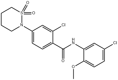 2-chloro-N-(5-chloro-2-methoxyphenyl)-4-(1,1-dioxido-1,2-thiazinan-2-yl)benzamide Struktur