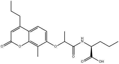 N-{2-[(8-methyl-2-oxo-4-propyl-2H-chromen-7-yl)oxy]propanoyl}norvaline Struktur
