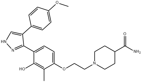 1-(2-{3-hydroxy-4-[4-(4-methoxyphenyl)-1H-pyrazol-5-yl]-2-methylphenoxy}ethyl)piperidine-4-carboxamide,1010867-57-8,结构式
