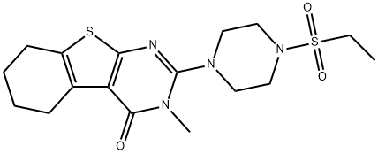 2-[4-(ethylsulfonyl)piperazin-1-yl]-3-methyl-5,6,7,8-tetrahydro[1]benzothieno[2,3-d]pyrimidin-4(3H)-one Struktur