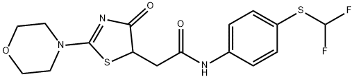 N-{4-[(difluoromethyl)sulfanyl]phenyl}-2-[2-(morpholin-4-yl)-4-oxo-4,5-dihydro-1,3-thiazol-5-yl]acetamide Struktur