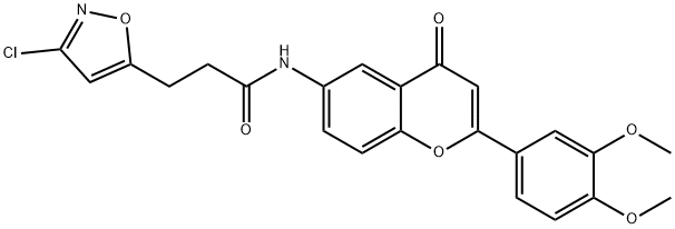 3-(3-chloro-1,2-oxazol-5-yl)-N-[2-(3,4-dimethoxyphenyl)-4-oxo-4H-chromen-6-yl]propanamide Struktur