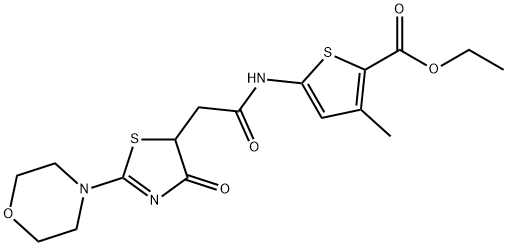 ethyl 3-methyl-5-({[2-(morpholin-4-yl)-4-oxo-4,5-dihydro-1,3-thiazol-5-yl]acetyl}amino)thiophene-2-carboxylate Struktur