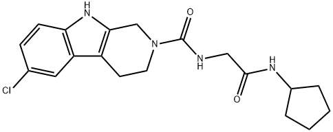 6-chloro-N-[2-(cyclopentylamino)-2-oxoethyl]-1,3,4,9-tetrahydro-2H-beta-carboline-2-carboxamide Struktur