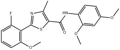 N-(2,4-dimethoxyphenyl)-2-(2-fluoro-6-methoxyphenyl)-4-methyl-1,3-thiazole-5-carboxamide Struktur