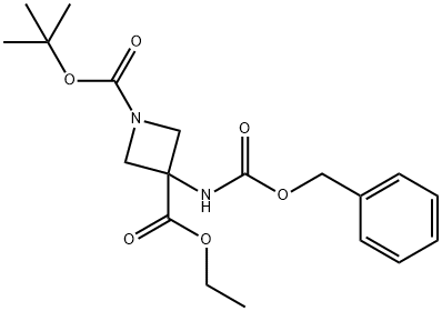 1-tert-butyl 3-ethyl 3-(((benzyloxy)carbonyl)amino)azetidine-1,3-dicarboxylate Struktur