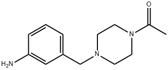 1-[4-[(3-aminophenyl)methyl]-1-piperazinyl]ethanone Struktur