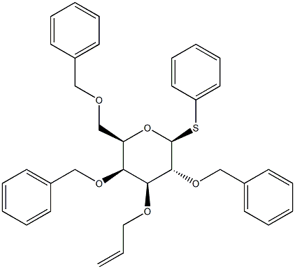 Phenyl 3-O-Allyl-2,4,6-tri-O-benzyl-1-thio-beta-D-galactopyranoside Struktur