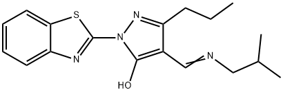 (E)-1-(benzo[d]thiazol-2-yl)-4-((isobutylimino)methyl)-3-propyl-1H-pyrazol-5-ol Structure
