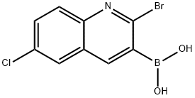 B-(2-溴-6-氯-3-喹啉)硼酸 结构式