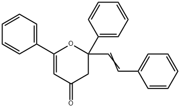 (E)-2,6-Diphenyl-2-styryl-2H-pyran-4(3H)-one Struktur