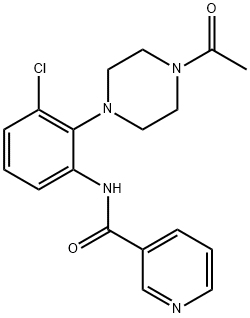 N-[2-(4-acetyl-1-piperazinyl)-3-chlorophenyl]nicotinamide Struktur