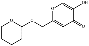 5-ヒドロキシ-2-(((テトラヒドロ-2H-ピラン-2-イル)オキシ)メチル)-4H-ピラン-4-オン 化学構造式