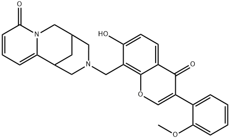3-((7-hydroxy-3-(2-methoxyphenyl)-4-oxo-4H-chromen-8-yl)methyl)-3,4,5,6-tetrahydro-1H-1,5-methanopyrido[1,2-a][1,5]diazocin-8(2H)-one|